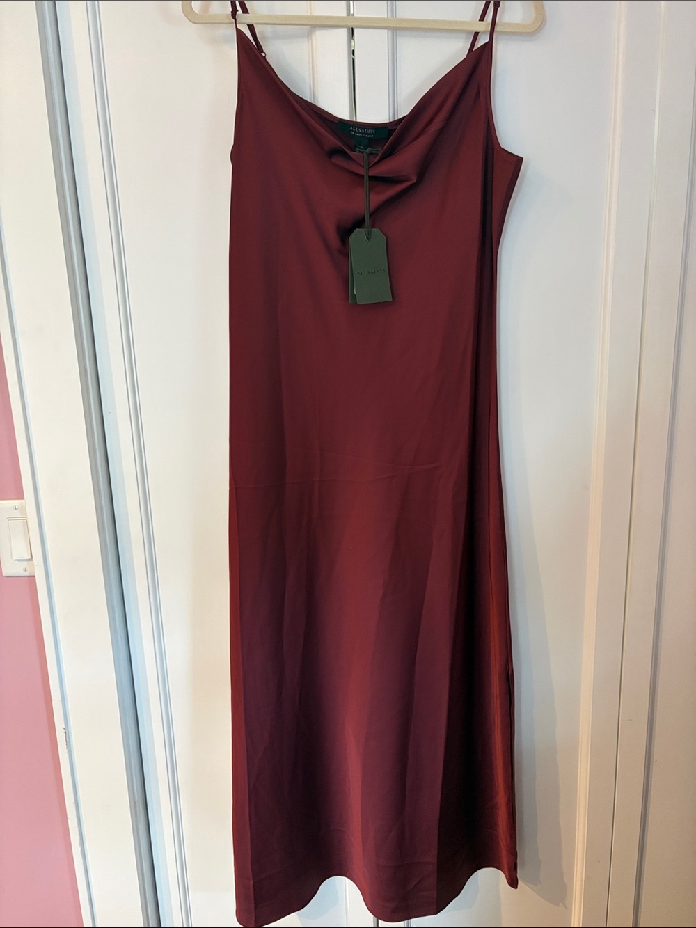 All Saints Hadley Dress in Winter Orchid Red